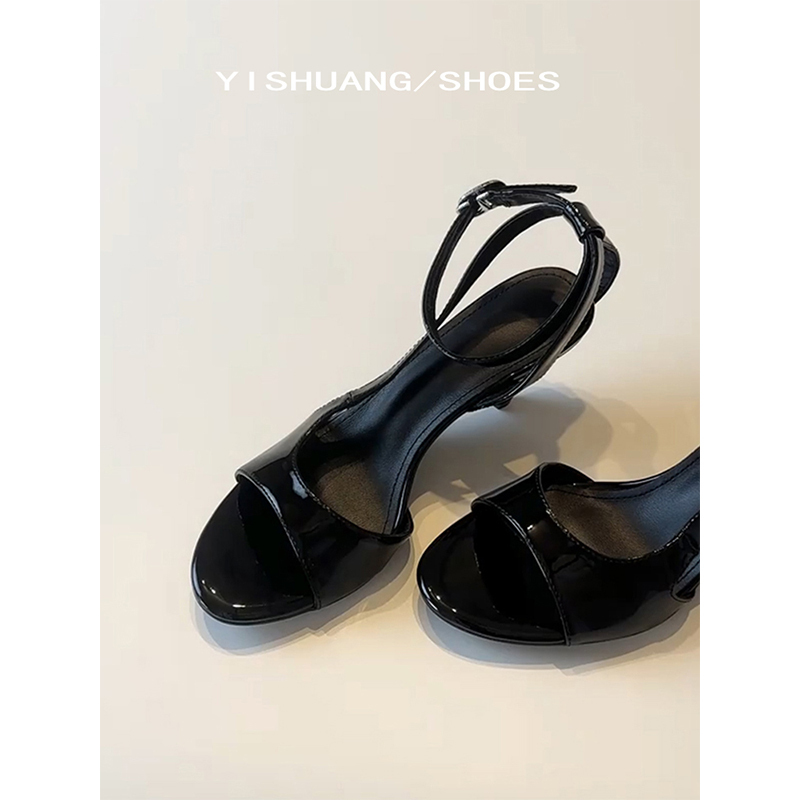 Sheepskin! Women's Summer Sandals for Outdoor Wear, Stunningly Beautiful, Open-Toe, Single Strap, Comfortable, Wedge Heel, Fashionable High Heels