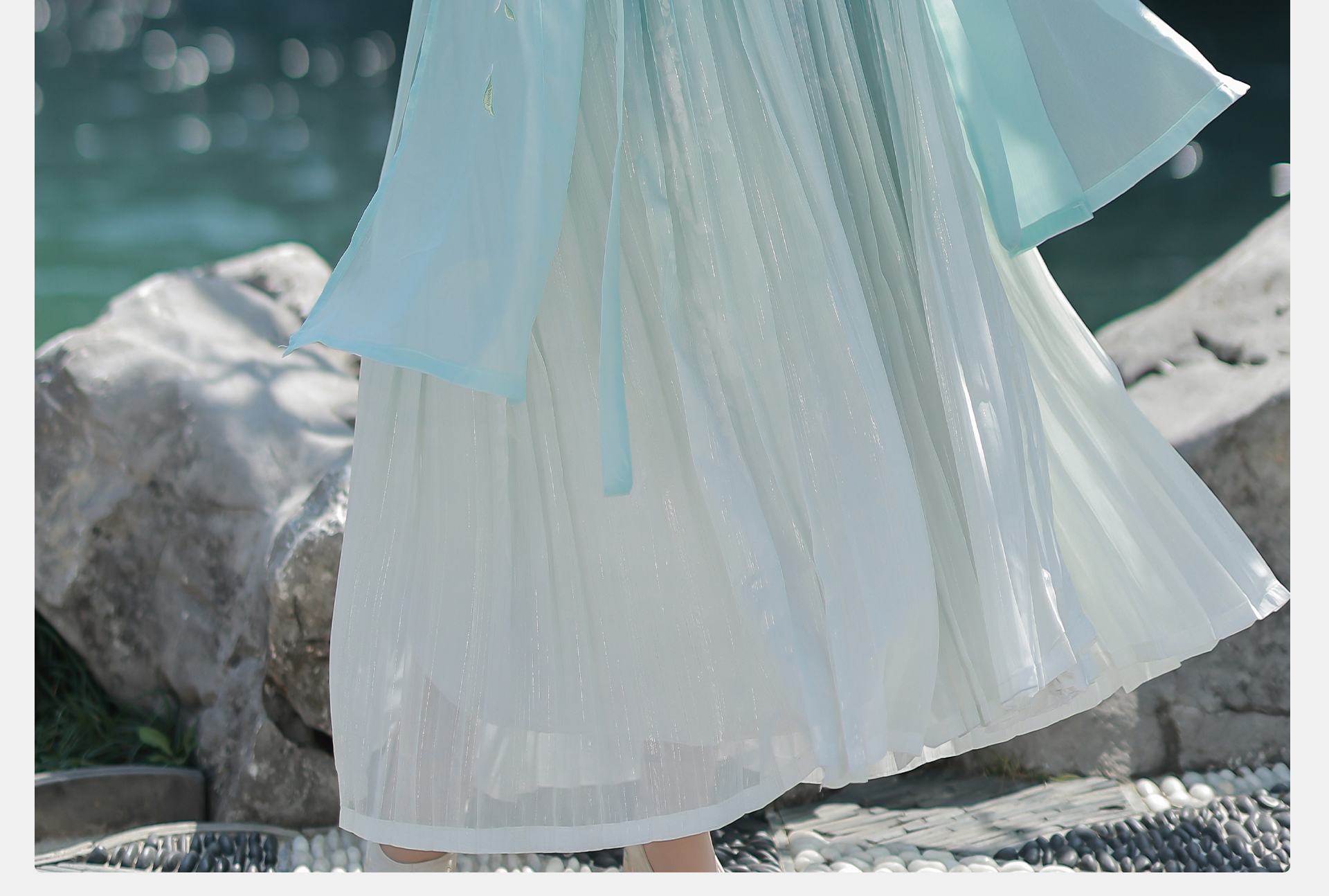 【中國直郵】 青錦閣 春秋款中國風古裝漢元素齊胸襦裙超仙唐製漢服 外披+上衣+吊帶裙+披帛 S