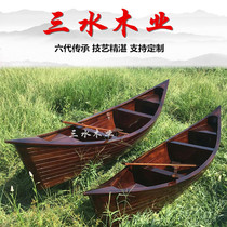 European wooden boat Landscape decoration Antique outdoor pointed flower boat Wedding photography props ornament boat Venice Cruise