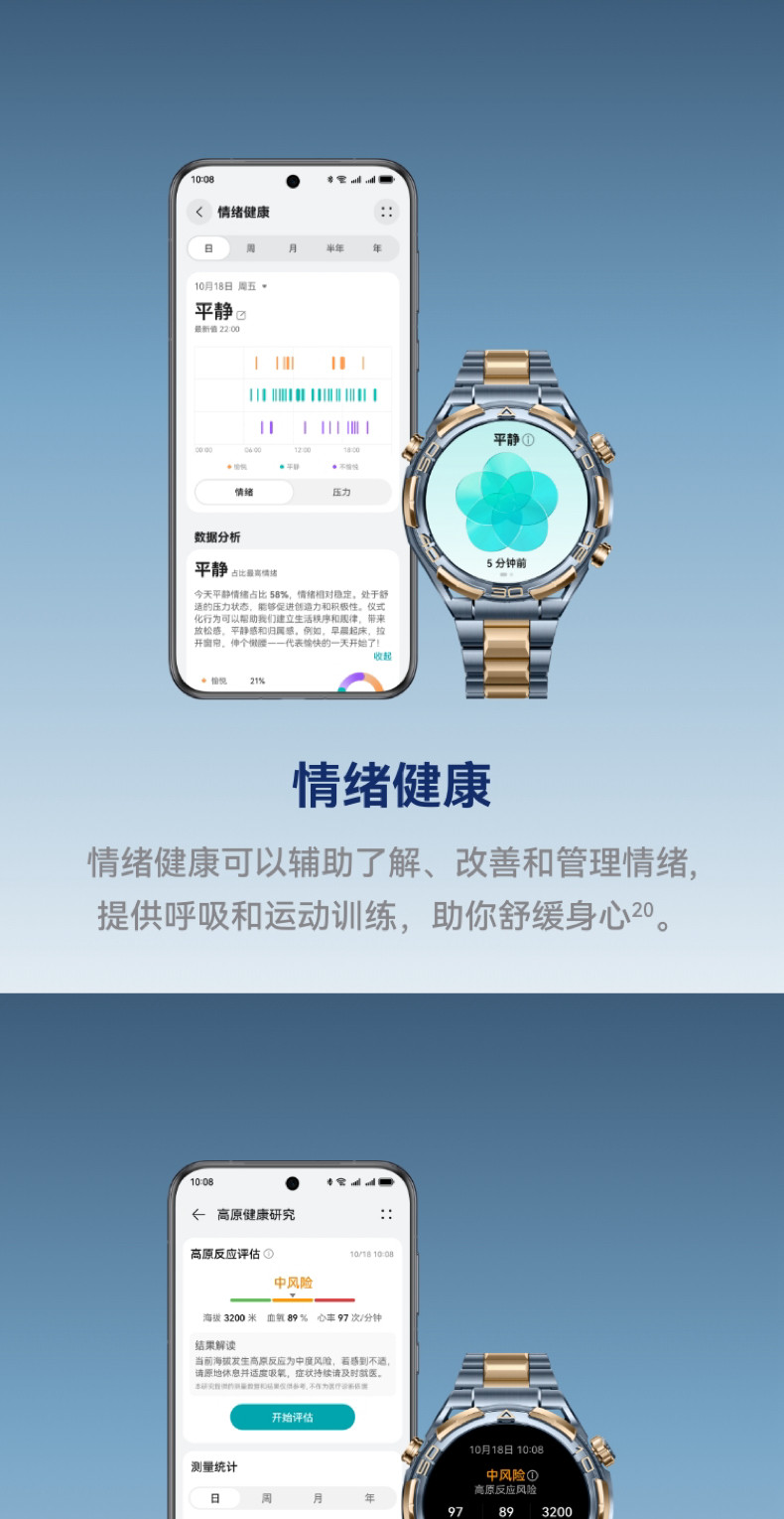 HUAWEI WATCH ULTIMATE DESIGN非凡大师蓝宝石黄金智能腕表黄金表双向北斗卫星电话探险插图21