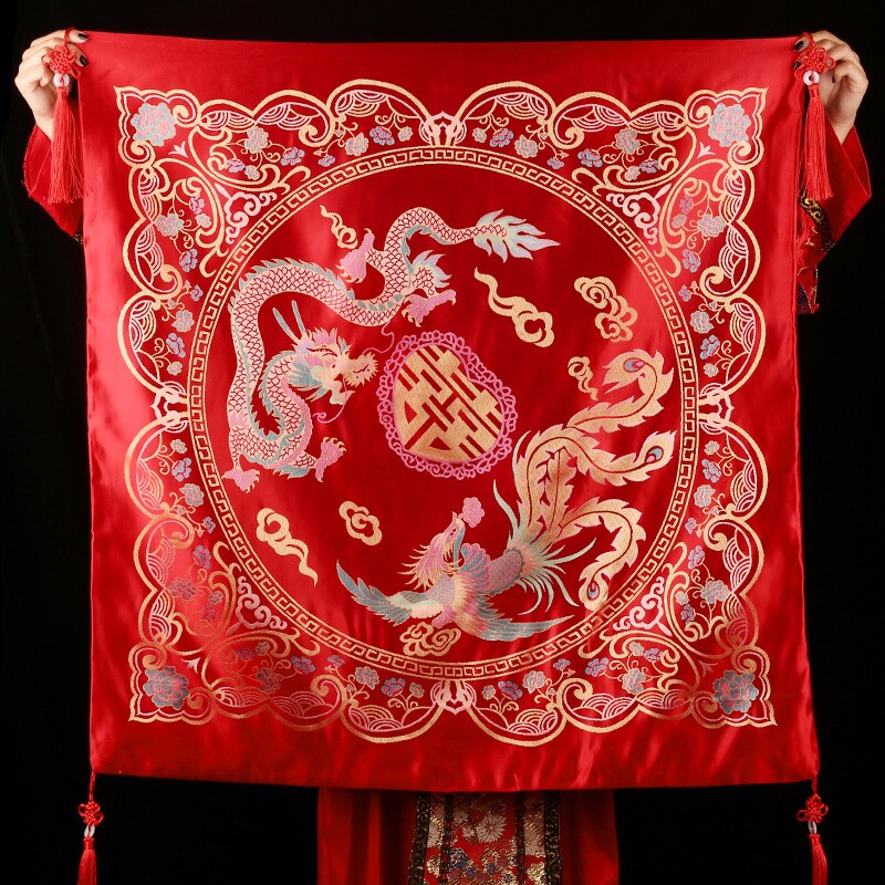 Wedding baggage leather Wedding wrapping cloth Dowry engagement wedding embroidery bride big red bronzing baggage wedding supplies