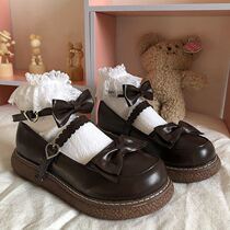 Pig waist with jk shoes Japanese small leather shoes women cute soft girl Summer Big Head shoes Lolita uniform black