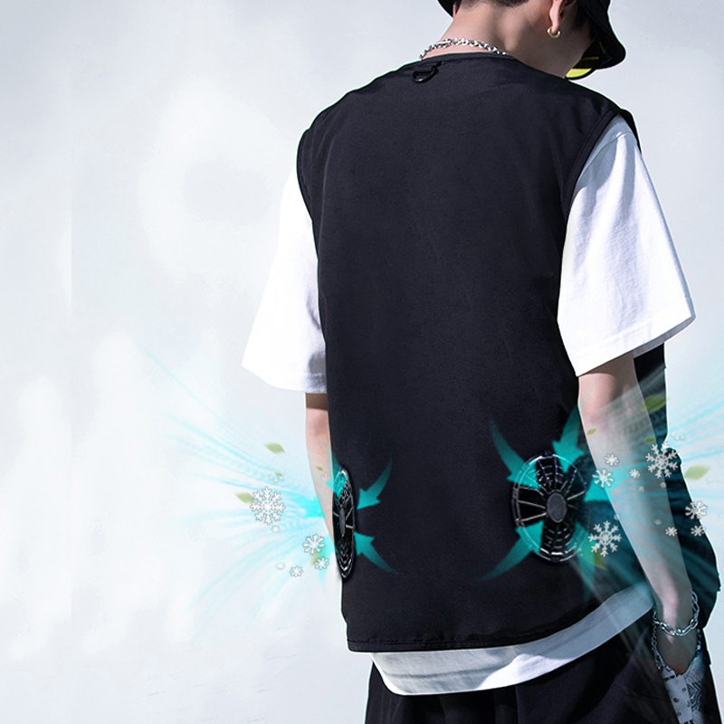 Air-Conditioned Vest with Fan, Cooling Clothing for Construction Site Workers, Rechargeable Cooling Vest for Outdoor Men's Heat Protection