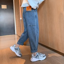 Girl Cowboy Old Daddy Pants 2022 New Children Spring Dress Pants CUHK Girl Girl Han Edition Online Red Hallen Pants Tide