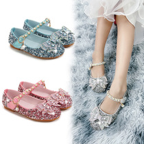 UK next sara Girls Princess Shoes 2022 Spring and Autumn Children's Leather Shoes Bow Soft Bottom Single Shoes