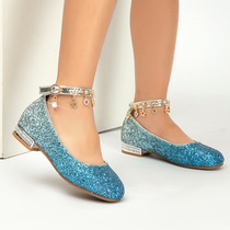 Next sara girls princess shoes new girls performance crystal shoes Korean version of CUHK children show high-heeled leather shoes