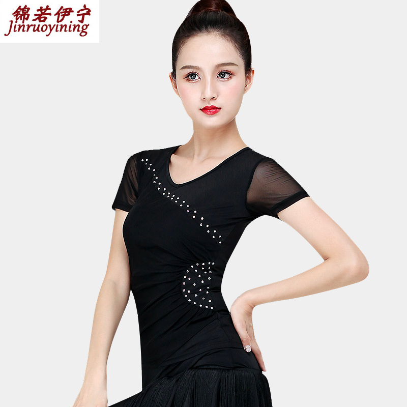 Latin dance practice clothes ladies tops short-sleeved summer new national standard friendship modern jitterba chacha dance clothes