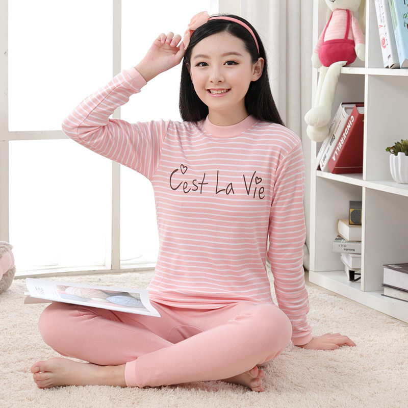 Three Guns Official Flagship Store Teen Girl Autumn Clothes Girl Pure Cotton Underwear Sets Women's Great Boy Warm Clothes Pants Junior High School Students Thin