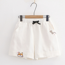 Mori girl junior high school students casual shorts summer cute cartoon big boy 12-15 years old 17 foreign wide leg pants