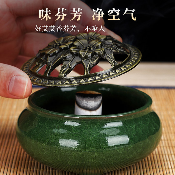 Mugwort Incense Burner for Home Use, Indoor Sandalwood Incense Burner, Large Ceramic Mugwort Aromatherapy Burner, Mugwort Stick Burner, Moxibustion Incense Burner