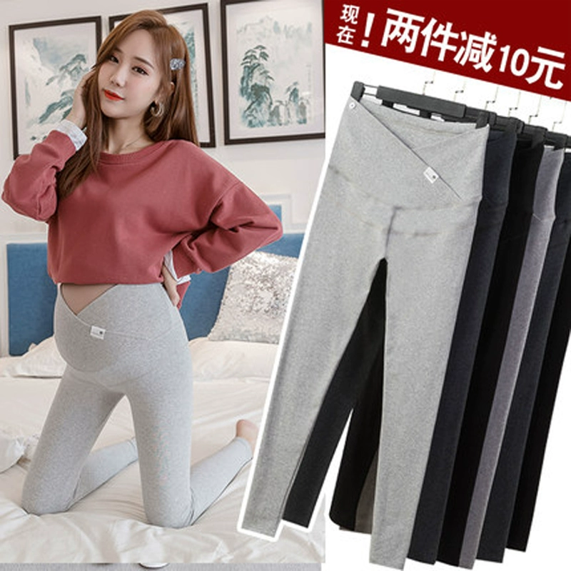 Quần legging cho bà bầu mùa thu quần tây mùa xuân và mùa thu mỏng phần thời trang Quần bà bầu mùa thu và mùa đông cộng với quần nhung cắt - Phụ nữ mang thai quần / quần bụng