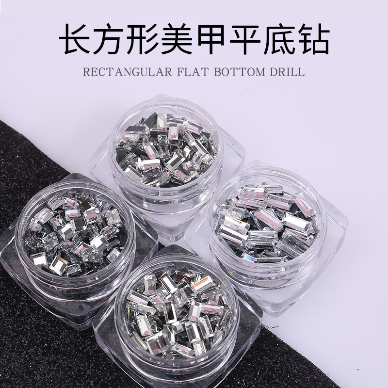 Nail Diamond Nail Art Rhinestone Decorations Super Shiny Internet-Famous Trapezoid Rectangular Hot-Selling Flat-Back Rhinestones Square Rhinestones New Style