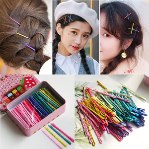 简约个性发夹ins边夹一字夹铁盒装