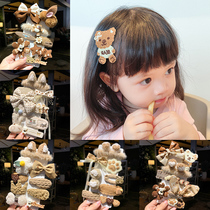 Hairpin children girl milk curry color hairpin cute super cute autumn and winter baby bangs clip plush little girl headdress