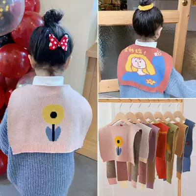 Children's shawl Korean cartoon cute outside shoulder spring and autumn out male and female children Princess knitted scarf students
