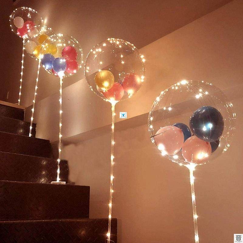 1Set Led Balloon With Column Constand Luminous Transparent