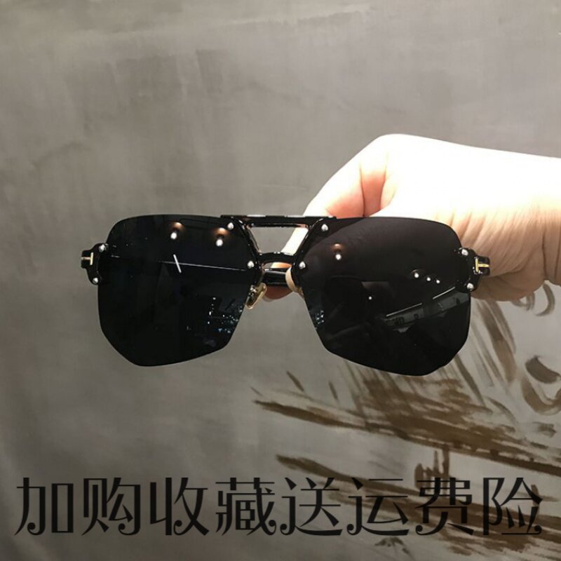 New Korean version no frame polygon Sun male round long face ultra-glasses light sunglasses Female Chauer Street Lovers Clams mirror