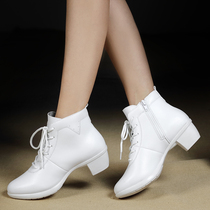 Rhinoceros four seasons square dance shoes womens real leather soft-soled dance shoes white adult sailor jazz fitness dance womens shoes