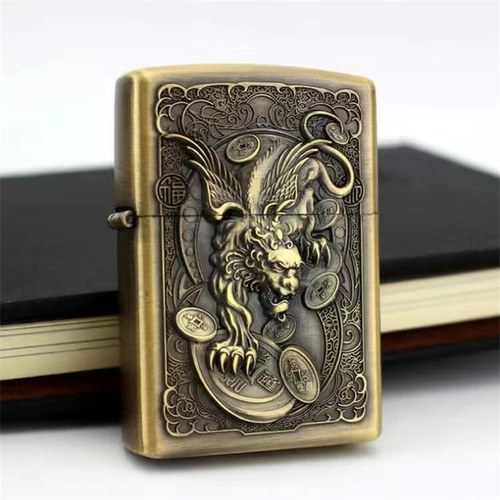 Ретро бронзовая ветрозащитная зажигалка на керосине, креативная старомодная сумка для техники