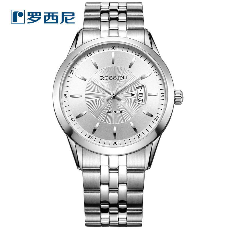 Rossini official watch fashion watch quartz watch stainless steel waterproof business calendar men's watch 514631