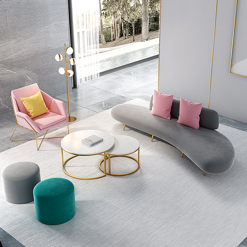 Light luxury Nordic special-shaped curved sofa creative fabric post-modern fashion office reception lounge area
