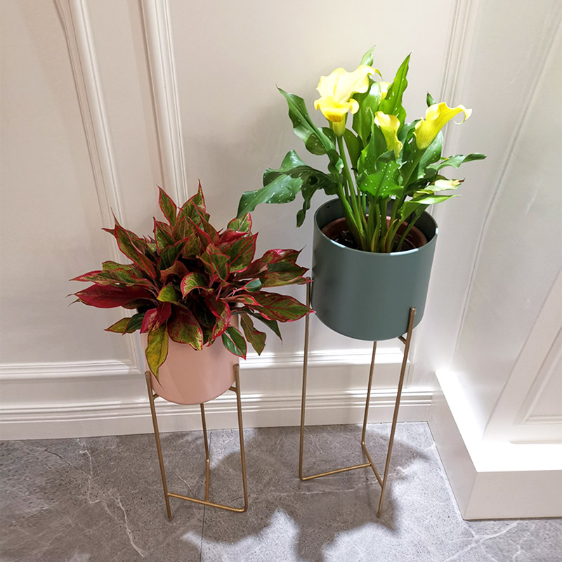 Nordic simple modern floor-to-ceiling flower shelf light luxury indoor living room storage green dill plant wrought iron balcony flower pot rack