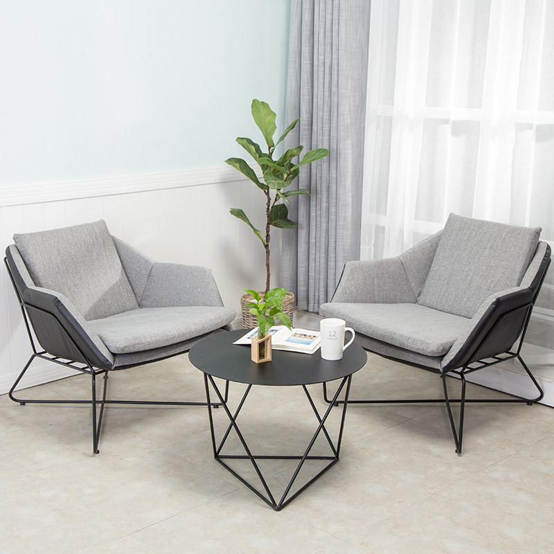 Wrought Iron Single Sofa Chair Nordic Simple Modern Reception Negotiation Small Table and Chair Combination Leisure Sofa Rest Area