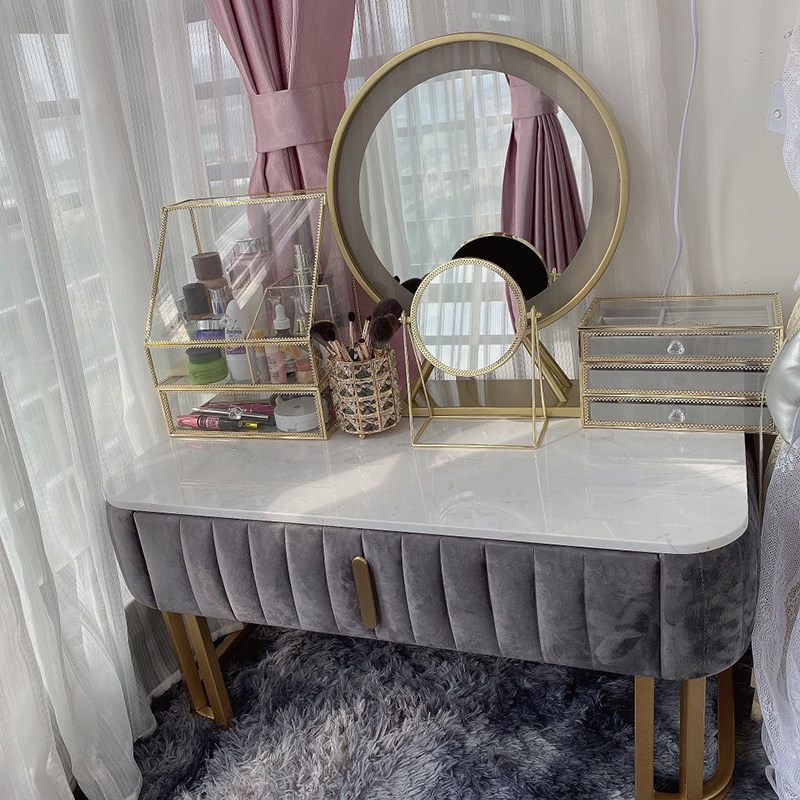 Bay window dressing table storage cabinet integrated with light bedroom simple modern tatami small mini table net red ins