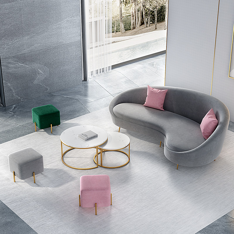 Nordic office sofa coffee table combination modern velvet curved hotel club simple reception meeting guest creative sofa