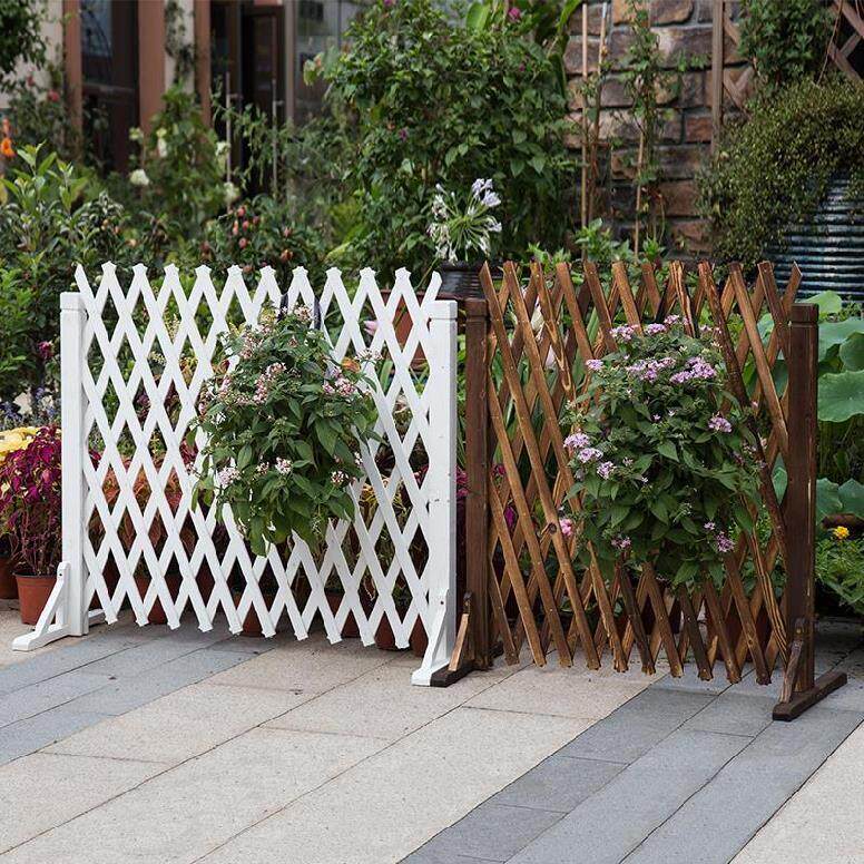 Baffle wooden frame telescopic greening courtyard fence pole climbing rattan frame thickened wooden fence mobile telescopic fence fence