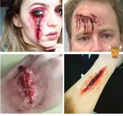 Boys wrist scar scar fake wound tattoo stickers waterproof long-lasting horror makeup Halloween face makeup female