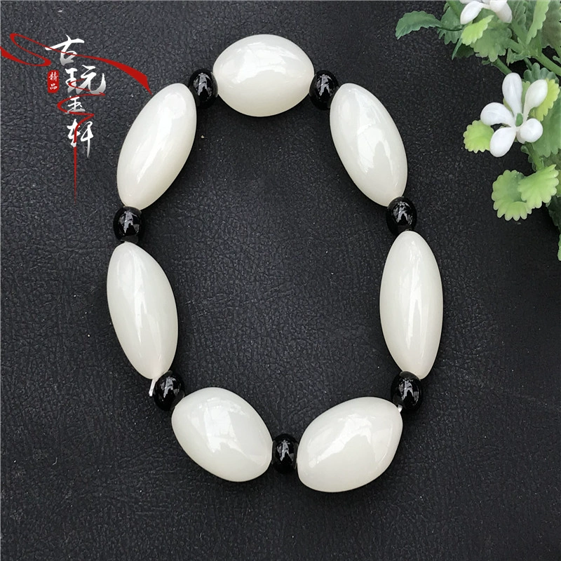 Bộ sưu tập của vật liệu Mông Cổ ngọc cổ màu trắng ngọc bích ngọc cũ cao cổ ngọc bích đá hạt mặt dây chuyền mảnh vòng tay vòng tay vòng tay vòng cẩm thạch xanh