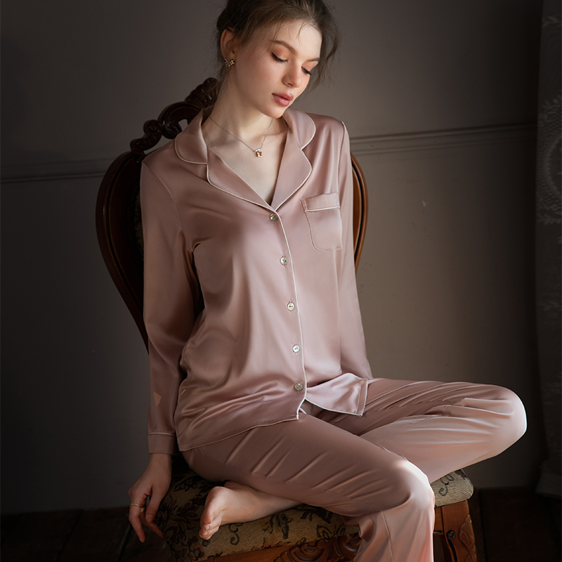 Forced to Sell Silk Pajamas, Women's Long-Sleeved Long Pants Two-Piece Set, New Silk Loungewear Set for Spring and Summer