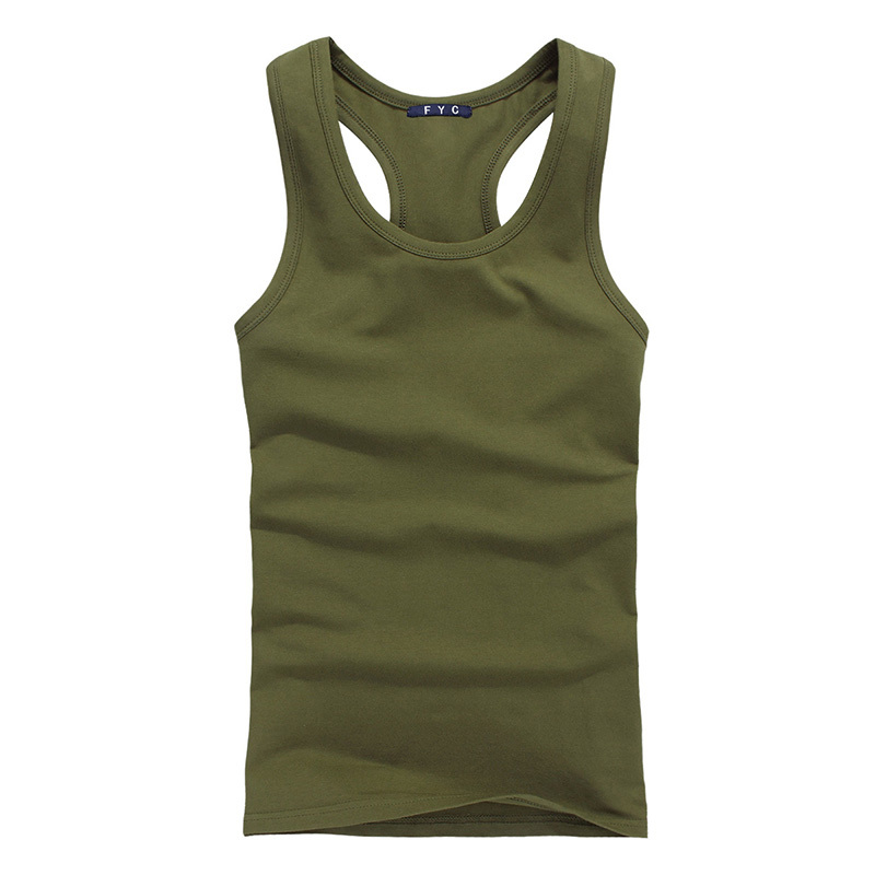 Men's Pure Cotton Sports Vest, Summer Breathable Elastic Undershirt, Trendy Fitness Slim Fit Tank Top, Plus Size Top