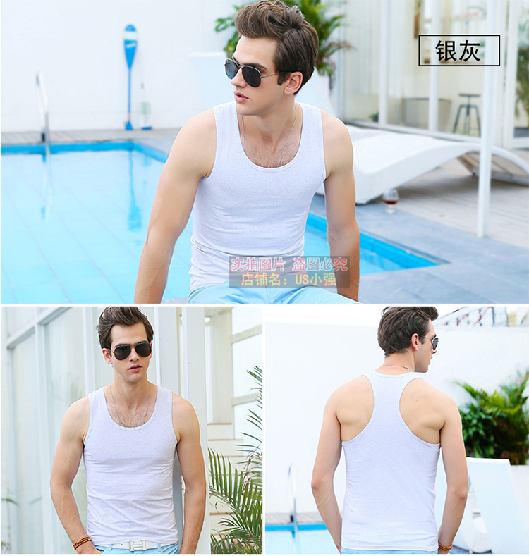 Của nam giới áo ghi lê mùa hè thể dục chặt chẽ thể thao dưới hẹp vest cotton Slim XL triều áo sơ mi