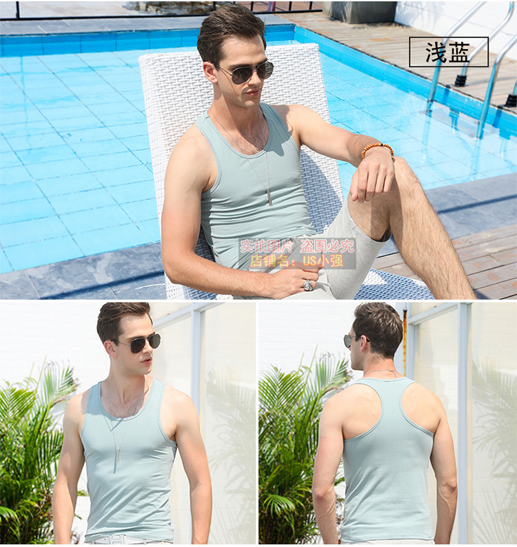 Của nam giới áo ghi lê mùa hè thể dục chặt chẽ thể thao dưới hẹp vest cotton Slim XL triều áo sơ mi