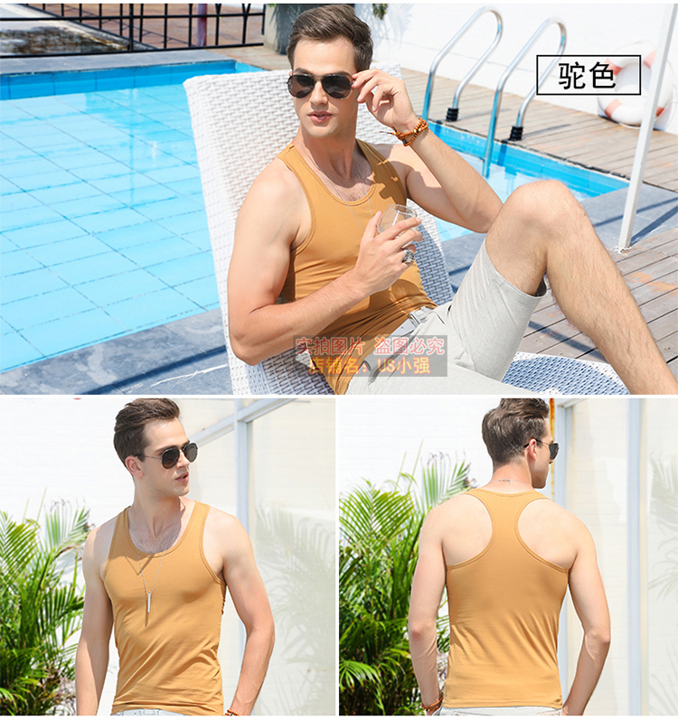 Của nam giới áo ghi lê mùa hè thể dục chặt chẽ thể thao dưới hẹp vest cotton Slim XL triều áo sơ mi