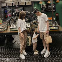 High end not the same pro-load whole family new wave Mothers family Three-four-mouth summer clothing short sleeve T-shirt suit foreign air