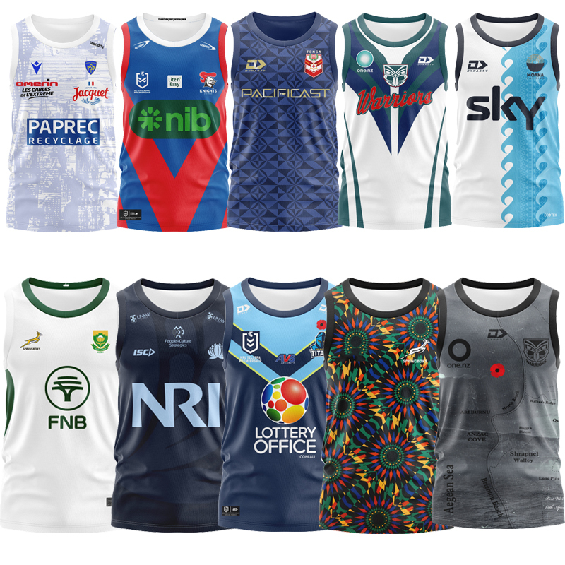 2025Nrl South Africa Tonga Pacifica New Zealand Warriors Raiders Titans Vest Rugby Jersey Rugby