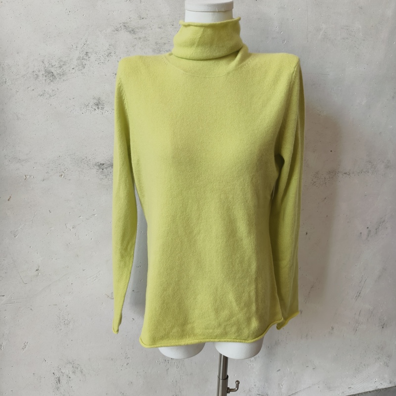 Special Offer: Cashmere Women's Turtleneck Knit Sweater, Loose Casual Pullover, Spring and Autumn Soft and Cozy Rolled Edge Solid Color Short Style