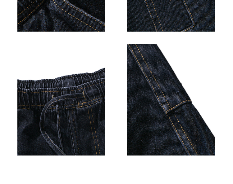 Navy craft nặng giặt bên túi lớn quần thẳng thẳng dụng cụ jeans quần tây
