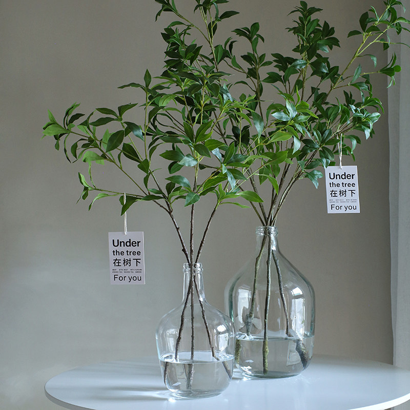 Simulated horse drunk wood ins living room green plant fake plant decoration set minimalist Nordic net red hanging clock floor decoration