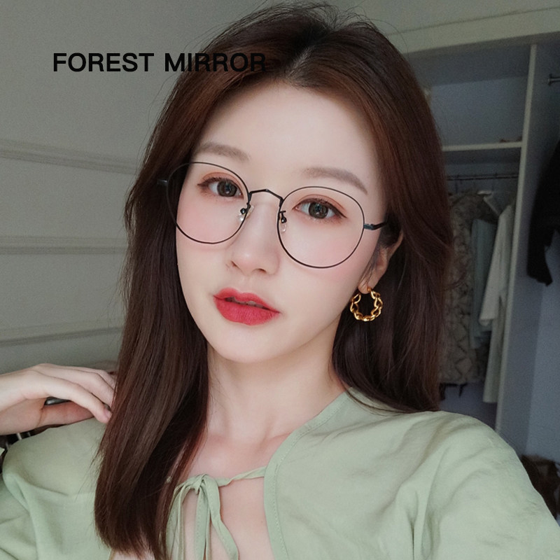 2022 new GM pure titanium anti-blue light radiation protection glasses Korean big frame Thin Flat Mirror Black Box Goggle Woman