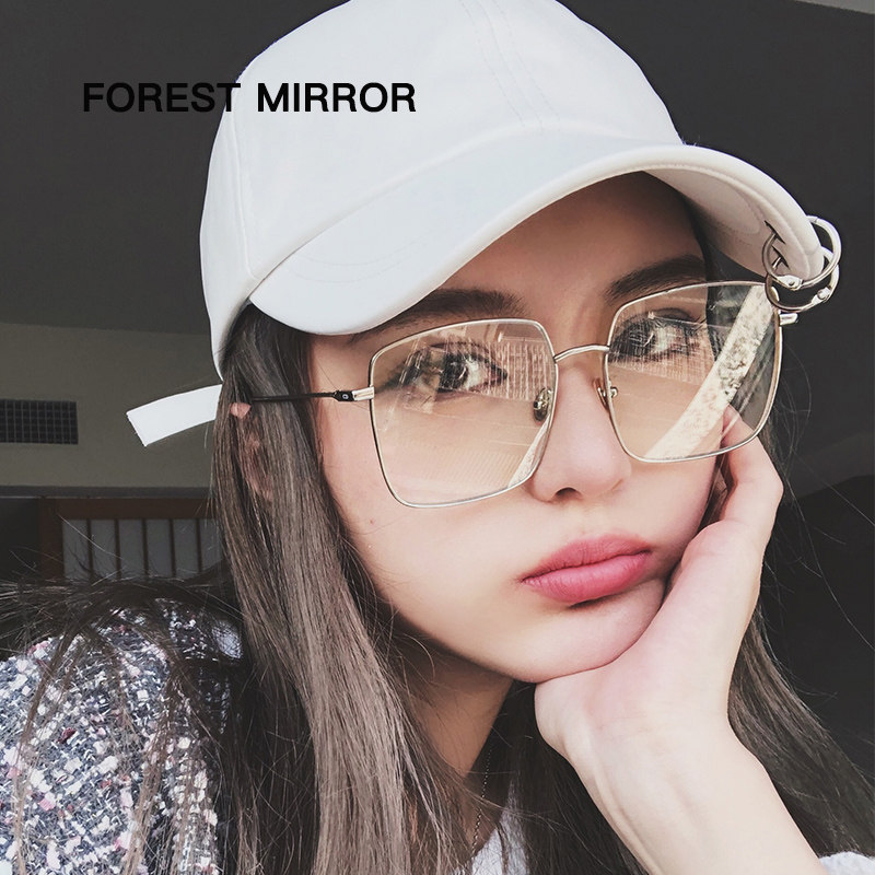 Zhou Yangqing with the same net red big frame plain face artifact glasses anti-blue light radiation myopia frame can be equipped with color-changing lenses