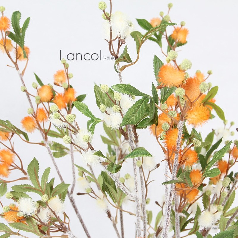 Lancol simulation flower single white orange fur fur living room decorated with dining table fake flower silk flower