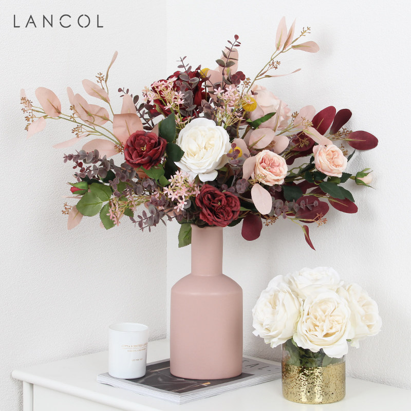 Lancol New European Retro Simulation Rose Bouquet Household Restaurant Flower Room Dry Flower Fake Flower Room