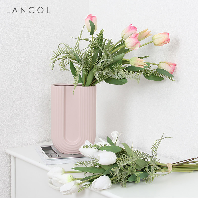 Lancol Nordic Brief Pins Orange Tulip Orange Tulip Suit Emulation Floral Home Living Room Table Placement Fake Flowers