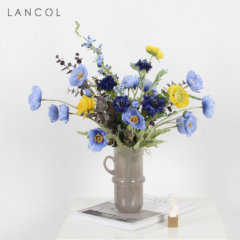 Lancol Nordic Ins Small Crowdsourced Simulation Bouquet Suit Blue Floral Home Desktop Decoration Flower Photography Fake Flowers