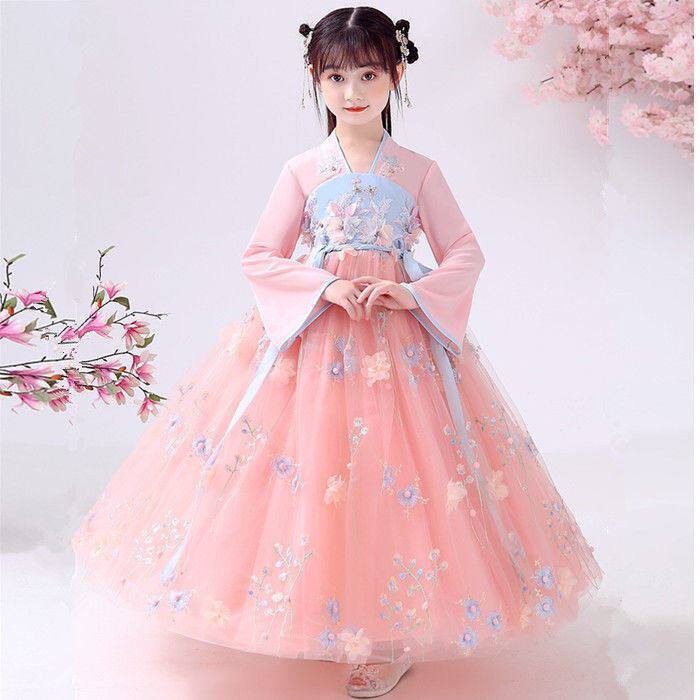 Hanfu girls' ancient clothes Chinese wind 2021 new spring and autumn children's summer child clothing ancient wind jacket superfairy girl Tang dress