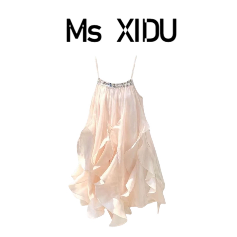 Ms Xidu Glittering Dream/French Satin Sweet Dress for Women Princess Outing Summer Gorgeous Strap Mini Dress Ms Xidu Glittering Dream/French Satin Sweet Dress for Women Princess Outing Summer Gorgeous Strap Mini Dress